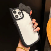 TSP197 Cute Phone Cases For iPhone 15, 14, 13, 12, and 11 Pro Max Plus - 3D Bowknot and Cat Ears Pattern - Touchy Style