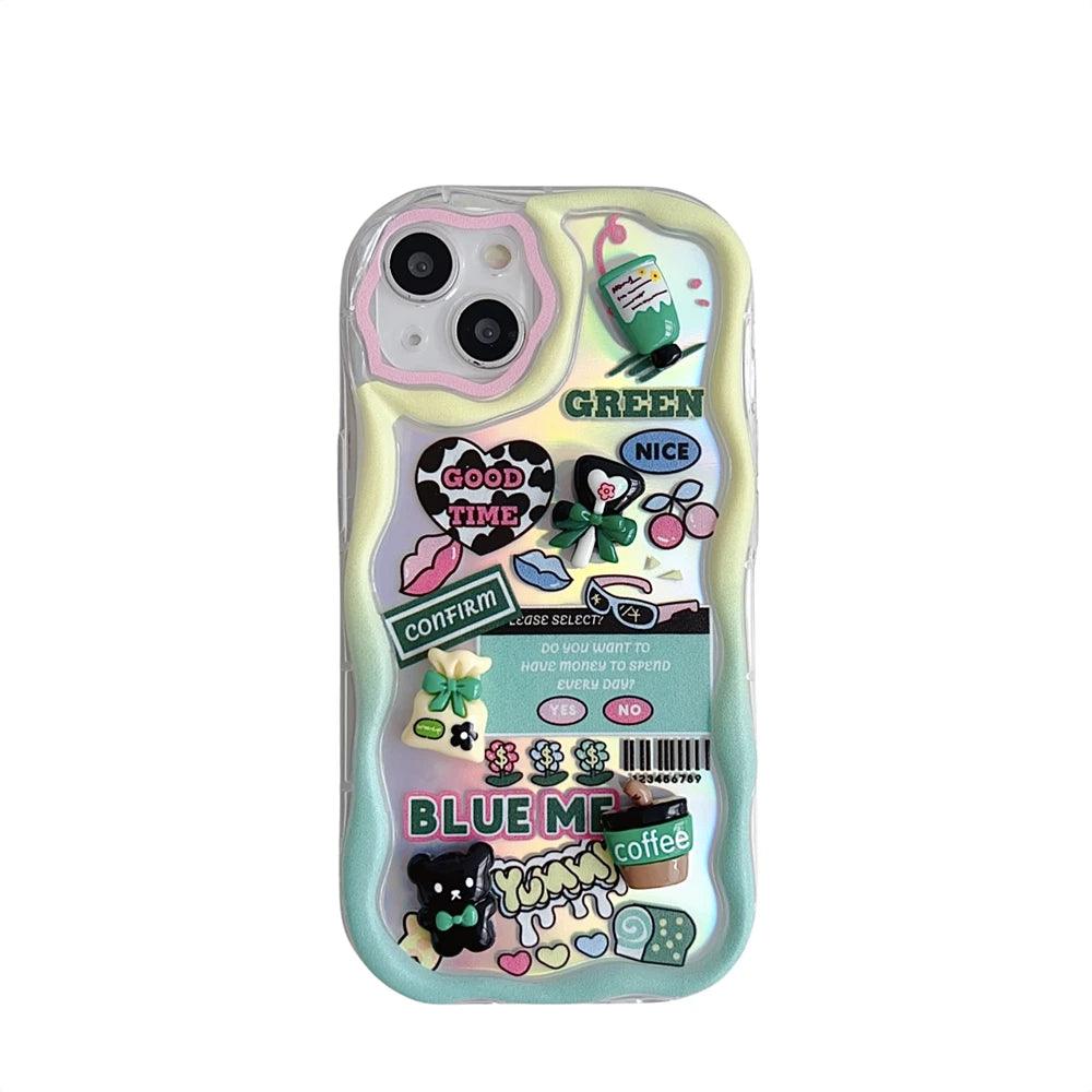 TSP2 Cute Phone Case for iPhone models 15, 14, 13, 12, 11, Pro Max, 14, and 15 Plus - Laser 3D Cartoon Pattern - Touchy Style