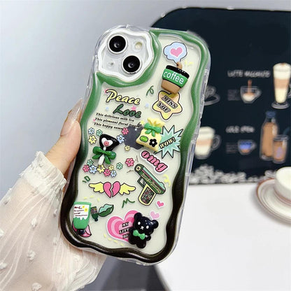 TSP2 Cute Phone Case for iPhone models 15, 14, 13, 12, 11, Pro Max, 14, and 15 Plus - Laser 3D Cartoon Pattern - Touchy Style