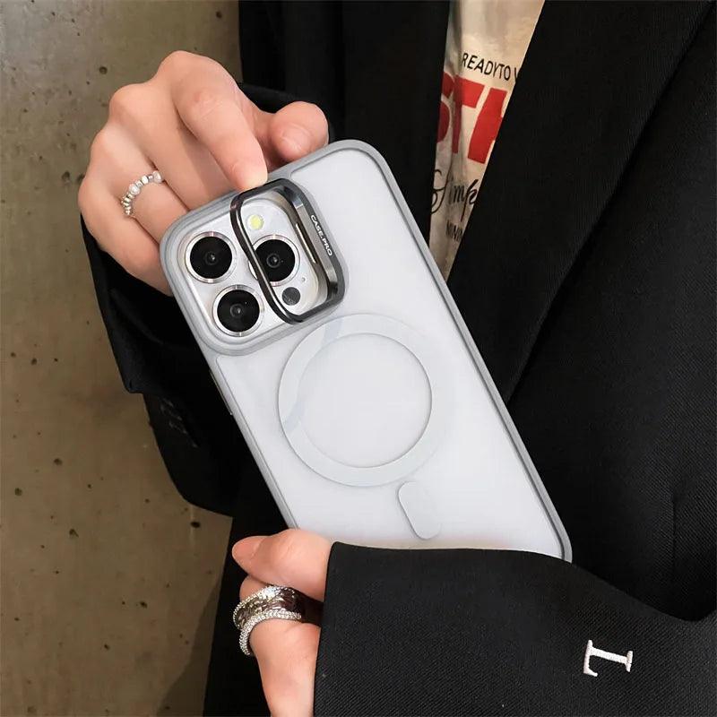 TSP200 Cute Phone Cases For iPhone 15, 12, 13, 14, 11 Pro Max Plus - With Ring Stand - Metal Lens Protection, Translucent Cover - Touchy Style