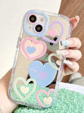 TSP24 Cute Phone Cases for iPhone 15 Pro Max, 14, 13, 12, and 11 - Heart Mirror Hard Back Cover - Touchy Style