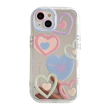 TSP24 Cute Phone Cases for iPhone 15 Pro Max, 14, 13, 12, and 11 - Heart Mirror Hard Back Cover - Touchy Style