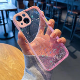 TSP33 Cute Phone Cases for iPhone 15, 14, 11, 12, 13 Pro Max, XS, X, XR, 7, 8 Plus, and Mini - Glitter Transparent Cover - Touchy Style