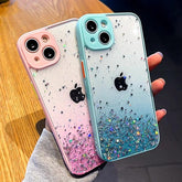 TSP33 Cute Phone Cases for iPhone 15, 14, 11, 12, 13 Pro Max, XS, X, XR, 7, 8 Plus, and Mini - Glitter Transparent Cover - Touchy Style