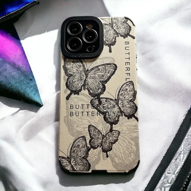 TSP34 Cute Phone Cases for iPhone 15, 14, 13, 12, 11 Pro Max, X, XS Max, XR, 7, or 8 Plus - Butterfly Leather Cover - Touchy Style