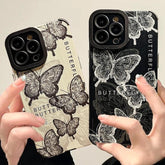 TSP34 Cute Phone Cases for iPhone 15, 14, 13, 12, 11 Pro Max, X, XS Max, XR, 7, or 8 Plus - Butterfly Leather Cover - Touchy Style