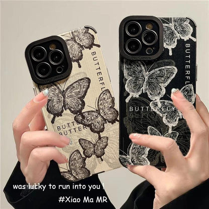 TSP34 Cute Phone Cases for iPhone 15, 14, 13, 12, 11 Pro Max, X, XS Max, XR, 7, or 8 Plus - Butterfly Leather Cover - Touchy Style