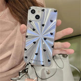 TSP4 Cute Phone Case For iPhone 15, 14, 13, 12 Pro Max, 11 - Laser Heart and Polka Dot Pattern and Bowknot Pendant - Touchy Style