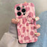 TSP41 Cute Phone Cases For iPhone 15 Pro Max, 14, 13, 12, and 11 - Pink Leopard Wavy Design - Touchy Style