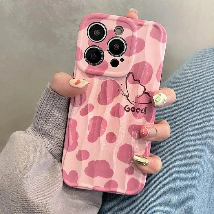 TSP41 Cute Phone Cases For iPhone 15 Pro Max, 14, 13, 12, and 11 - Pink Leopard Wavy Design - Touchy Style