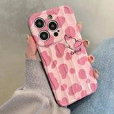 TSP41 Cute Phone Cases For iPhone 15 Pro Max, 14, 13, 12, and 11 - Pink Leopard Wavy Design - Touchy Style