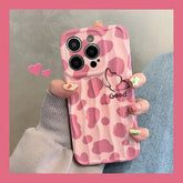 TSP41 Cute Phone Cases For iPhone 15 Pro Max, 14, 13, 12, and 11 - Pink Leopard Wavy Design - Touchy Style