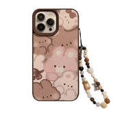 TSP42 Cute Phone Cases For iPhone 15, 14, 11, 12, and 13 Pro Max Plus - Cartoon Bear Design - Leather Cover - Touchy Style