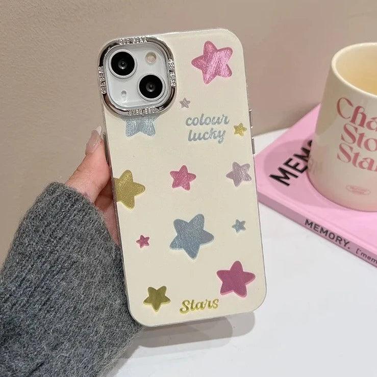 TSP43 Cute Phone Cases For iPhone 11, 12, 13, 14, and 15 Pro Max - Colorful Stars Design - Touchy Style