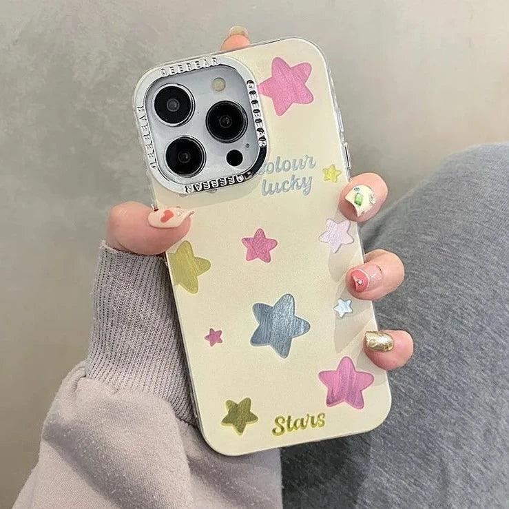 TSP43 Cute Phone Cases For iPhone 11, 12, 13, 14, and 15 Pro Max - Colorful Stars Design - Touchy Style