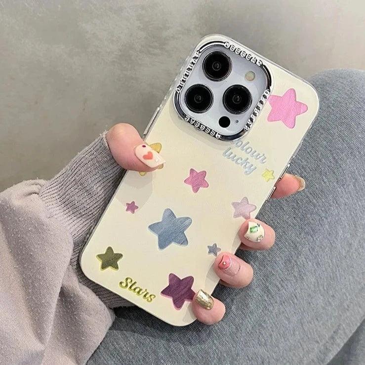 TSP43 Cute Phone Cases For iPhone 11, 12, 13, 14, and 15 Pro Max - Colorful Stars Design - Touchy Style