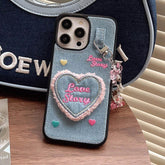 TSP47 Cute Phone Cases For iPhone 11, 12, 13, 14 Pro Max, and 15 - Heart Jeans Denim Cover - Touchy Style