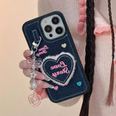 TSP47 Cute Phone Cases For iPhone 11, 12, 13, 14 Pro Max, and 15 - Heart Jeans Denim Cover - Touchy Style