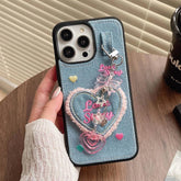 TSP47 Cute Phone Cases For iPhone 11, 12, 13, 14 Pro Max, and 15 - Heart Jeans Denim Cover - Touchy Style