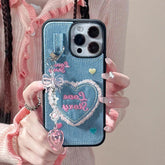 TSP47 Cute Phone Cases For iPhone 11, 12, 13, 14 Pro Max, and 15 - Heart Jeans Denim Cover - Touchy Style