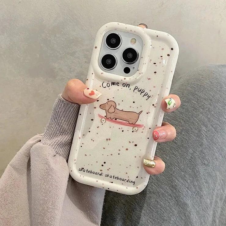 TSP54 Cute Phone Cases For iPhone 11, 12, 13, 14, 15 Pro Max - Cartoon Dog Pattern - Touchy Style