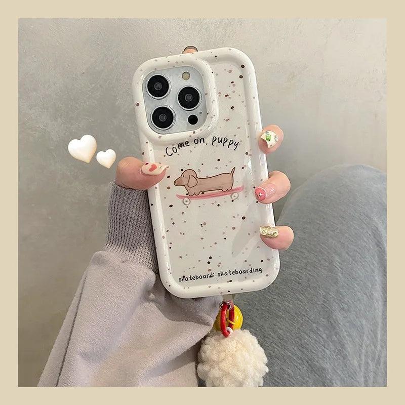 TSP54 Cute Phone Cases For iPhone 11, 12, 13, 14, 15 Pro Max - Cartoon Dog Pattern - Touchy Style