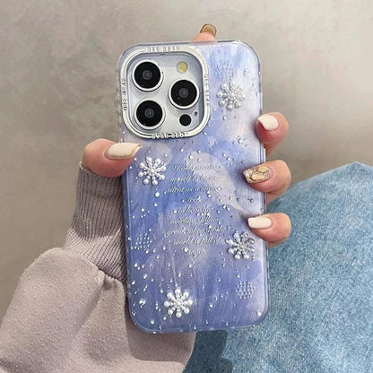 TSP56 Cute Phone Cases for iPhone 11, 12, 13, 14, and 15 Pro Max - White Snowflake Gradient Pattern - Touchy Style