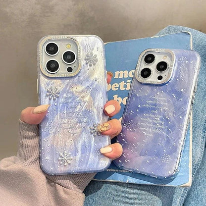 TSP56 Cute Phone Cases for iPhone 11, 12, 13, 14, and 15 Pro Max - White Snowflake Gradient Pattern - Touchy Style