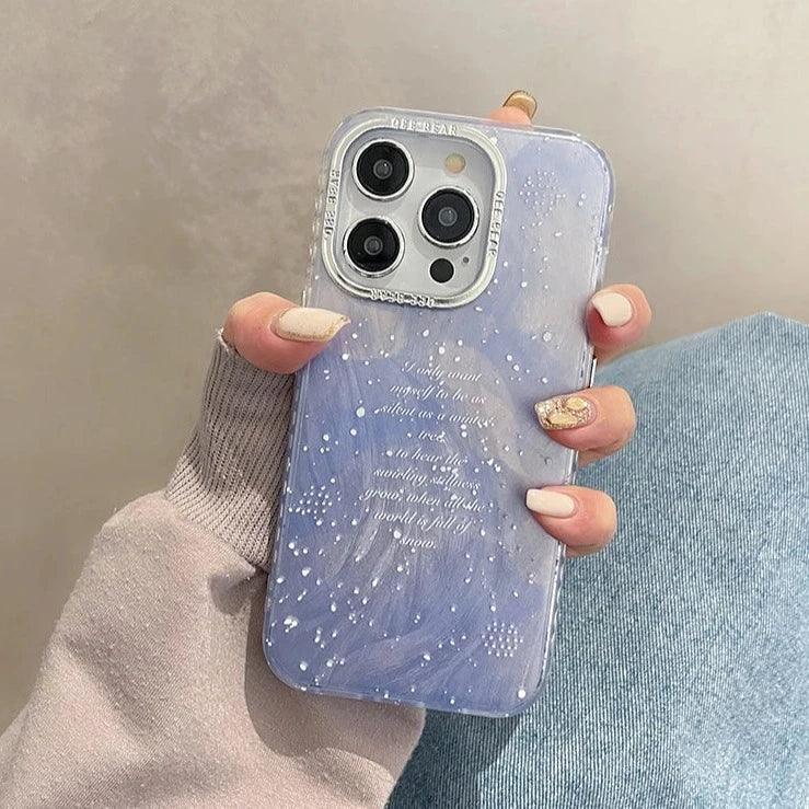 TSP56 Cute Phone Cases for iPhone 11, 12, 13, 14, and 15 Pro Max - White Snowflake Gradient Pattern - Touchy Style