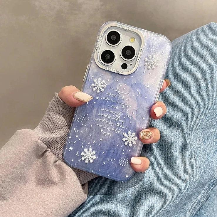 TSP56 Cute Phone Cases for iPhone 11, 12, 13, 14, and 15 Pro Max - White Snowflake Gradient Pattern - Touchy Style