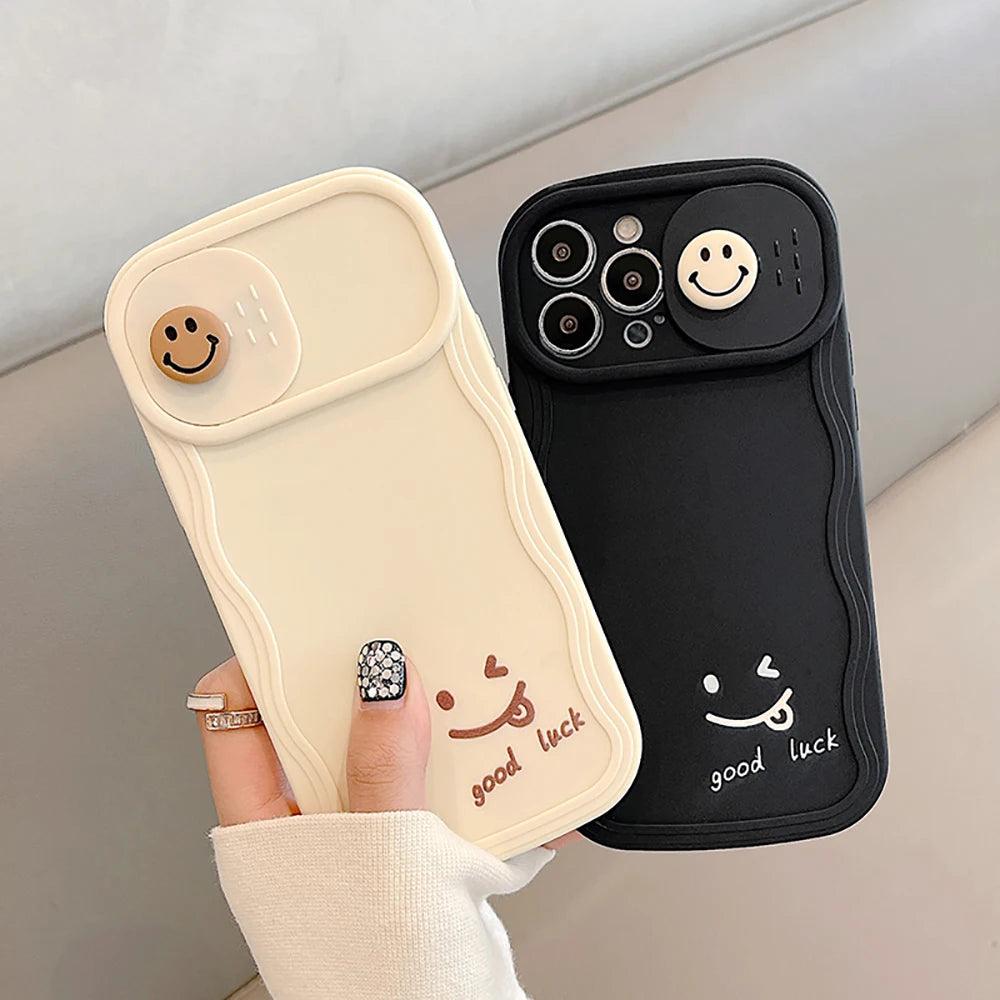 TSP57 Cute Phone Cases For iPhone 11, 12, 13, 14, and 15 Pro Max - 3D Smile Cartoon Design - Touchy Style