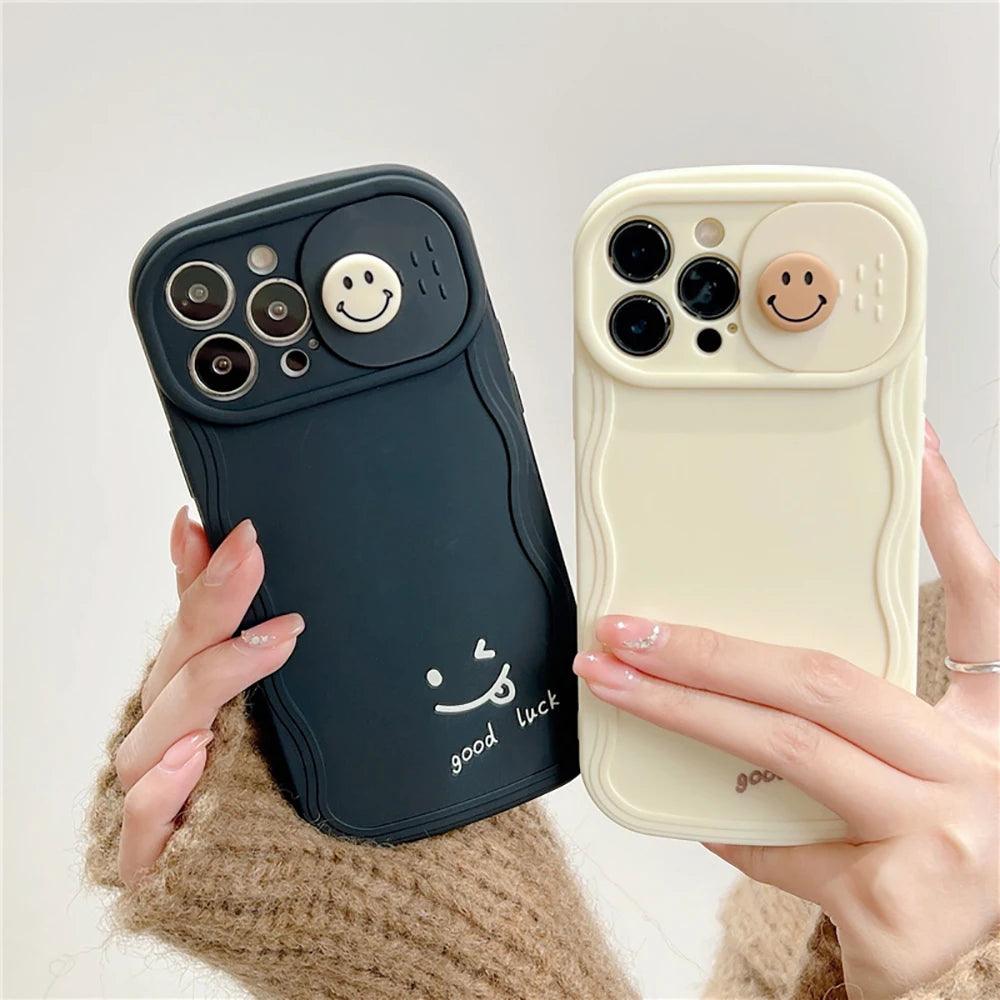 TSP57 Cute Phone Cases For iPhone 11, 12, 13, 14, and 15 Pro Max - 3D Smile Cartoon Design - Touchy Style