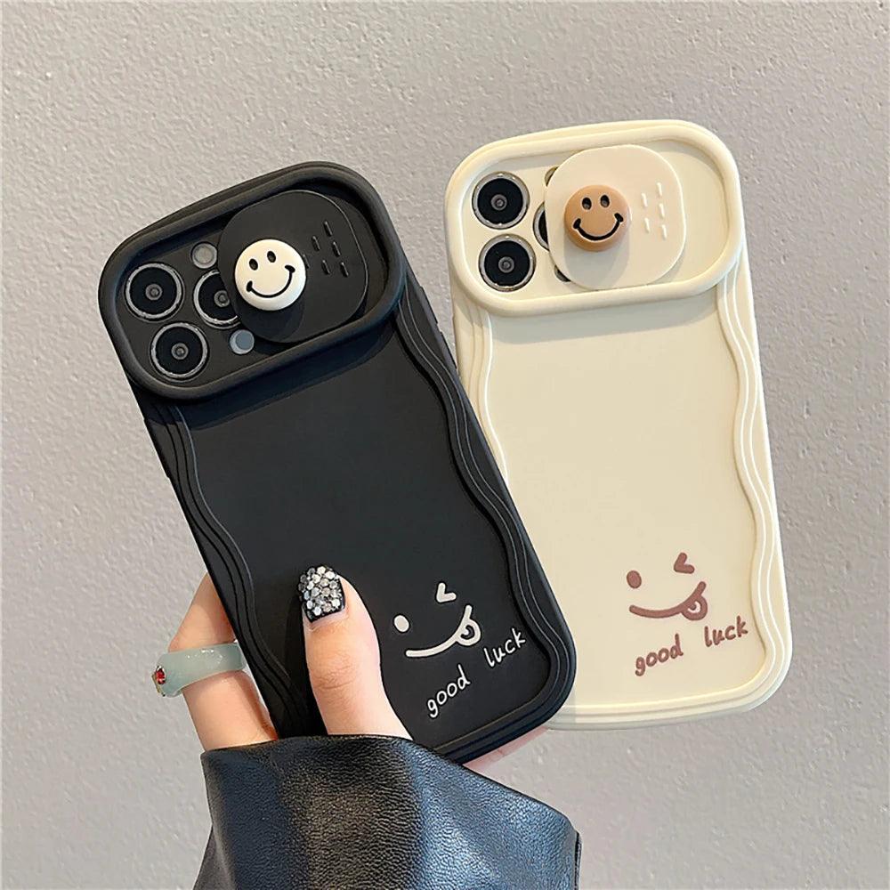 TSP57 Cute Phone Cases For iPhone 11, 12, 13, 14, and 15 Pro Max - 3D Smile Cartoon Design - Touchy Style