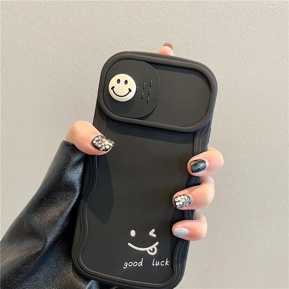 TSP57 Cute Phone Cases For iPhone 11, 12, 13, 14, and 15 Pro Max - 3D Smile Cartoon Design - Touchy Style