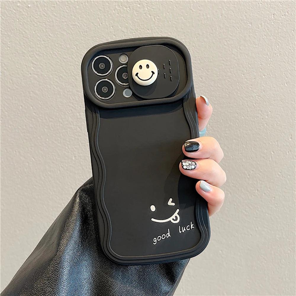 TSP57 Cute Phone Cases For iPhone 11, 12, 13, 14, and 15 Pro Max - 3D Smile Cartoon Design - Touchy Style