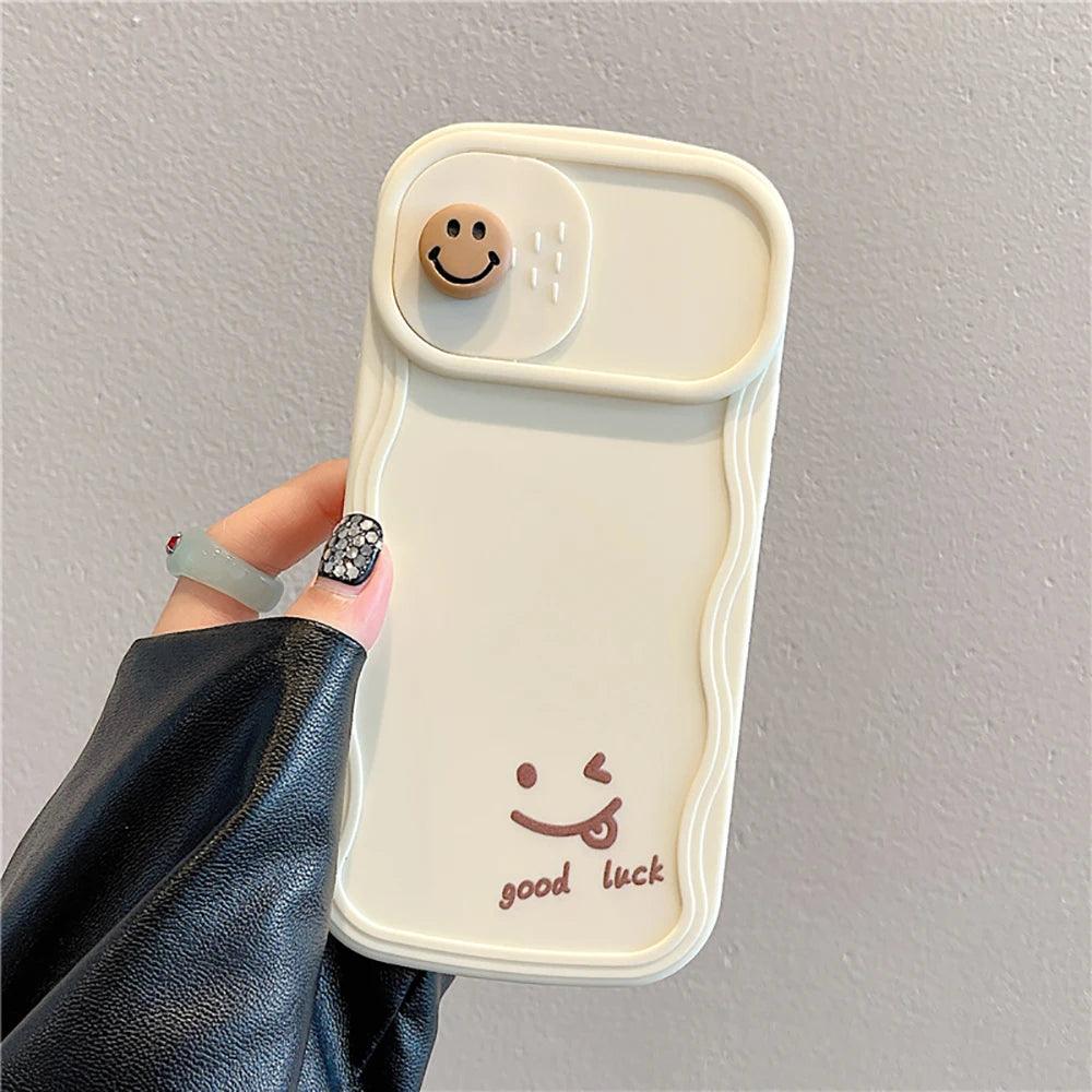 TSP57 Cute Phone Cases For iPhone 11, 12, 13, 14, and 15 Pro Max - 3D Smile Cartoon Design - Touchy Style