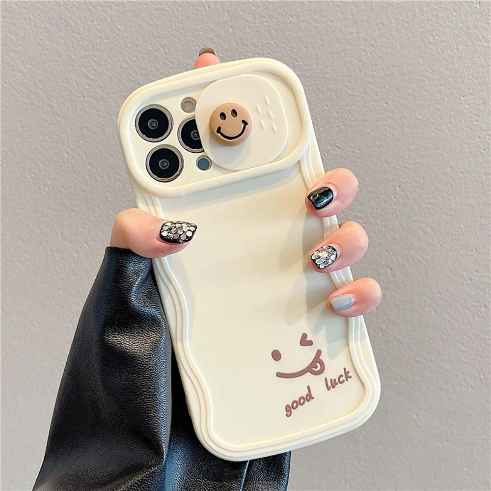 TSP57 Cute Phone Cases For iPhone 11, 12, 13, 14, and 15 Pro Max - 3D Smile Cartoon Design - Touchy Style