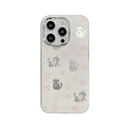 TSP59 Cute Phone Cases For iPhone 11, 12, 13, 14, 15 Pro Max, and 15 Plus - Lovely Bowknot Cat Design - Touchy Style