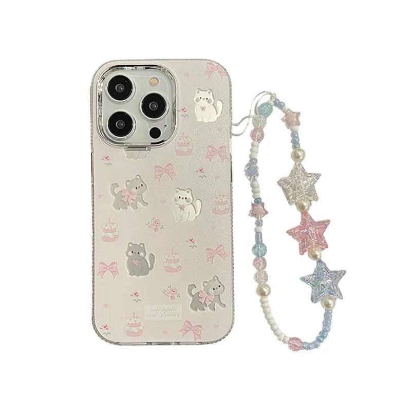 TSP59 Cute Phone Cases For iPhone 11, 12, 13, 14, 15 Pro Max, and 15 Plus - Lovely Bowknot Cat Design - Touchy Style