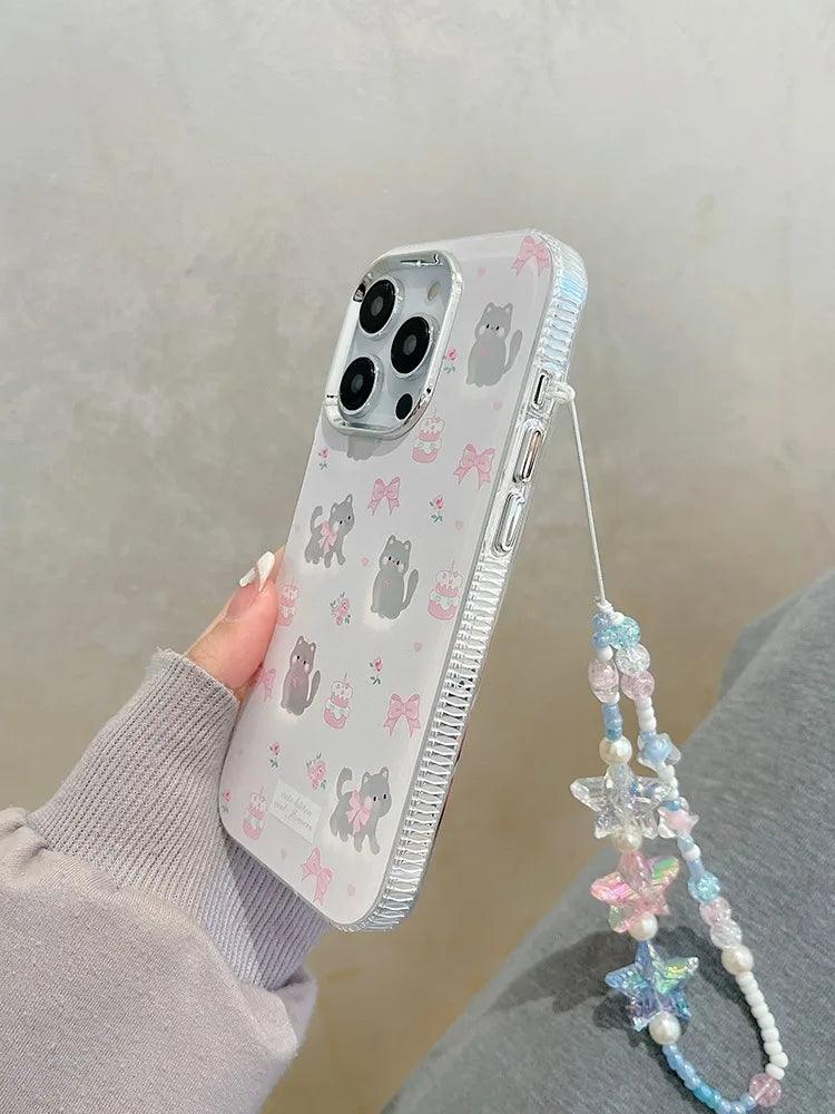 TSP59 Cute Phone Cases For iPhone 11, 12, 13, 14, 15 Pro Max, and 15 Plus - Lovely Bowknot Cat Design - Touchy Style