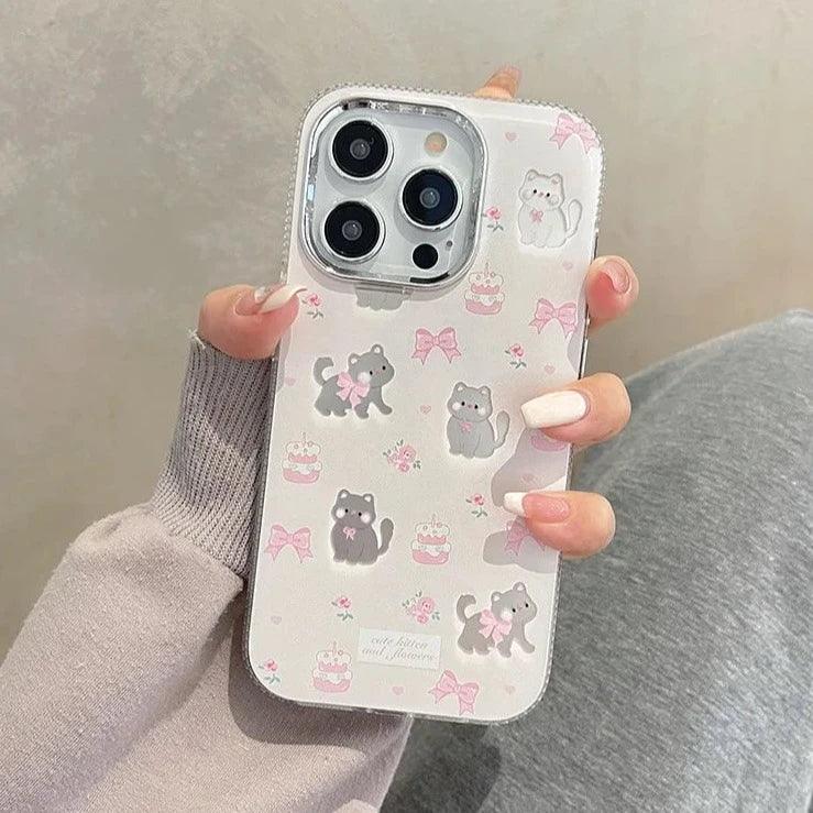 TSP59 Cute Phone Cases For iPhone 11, 12, 13, 14, 15 Pro Max, and 15 Plus - Lovely Bowknot Cat Design - Touchy Style