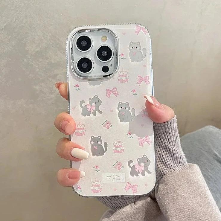 TSP59 Cute Phone Cases For iPhone 11, 12, 13, 14, 15 Pro Max, and 15 Plus - Lovely Bowknot Cat Design - Touchy Style