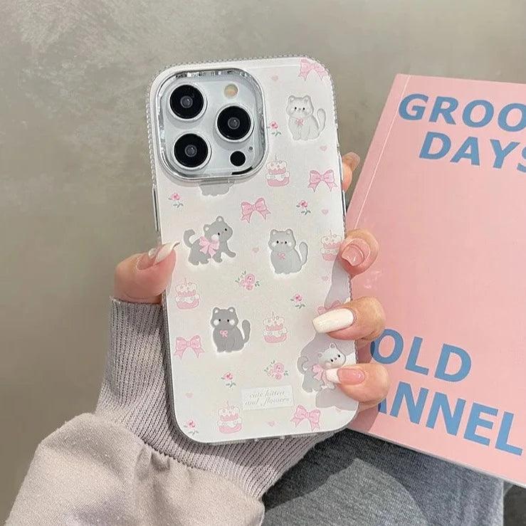 TSP59 Cute Phone Cases For iPhone 11, 12, 13, 14, 15 Pro Max, and 15 Plus - Lovely Bowknot Cat Design - Touchy Style