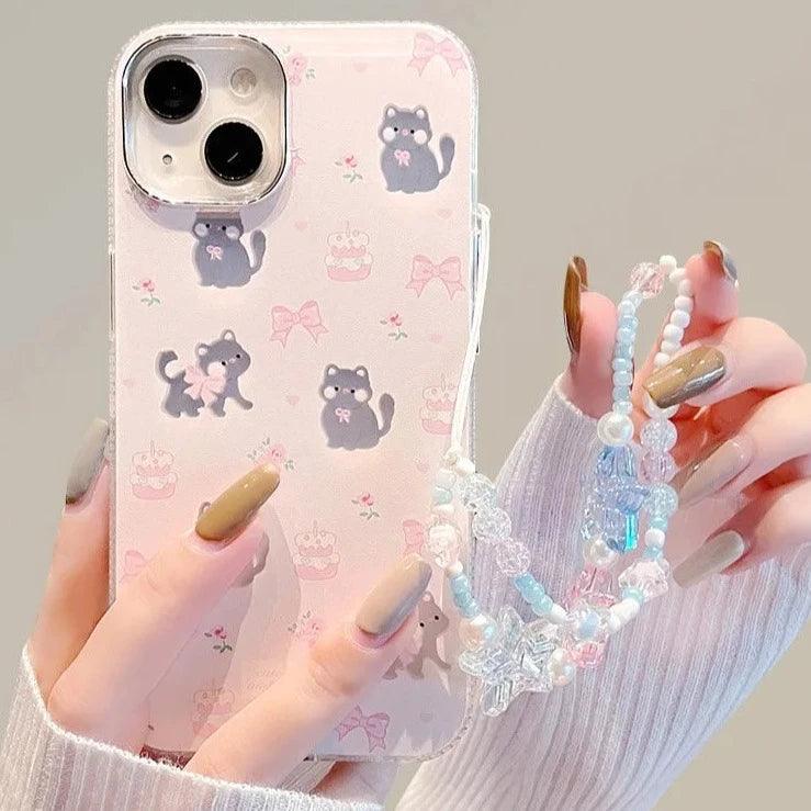 TSP59 Cute Phone Cases For iPhone 11, 12, 13, 14, 15 Pro Max, and 15 Plus - Lovely Bowknot Cat Design - Touchy Style