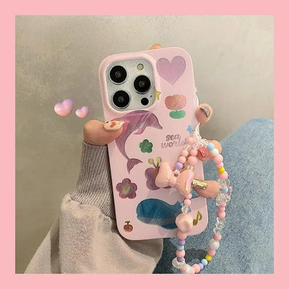 TSP60 Cute Phone Cases For iPhone 15 Pro Max, 14, 13, 12, and 11 - Dolphin Girly Pink Cover - Touchy Style