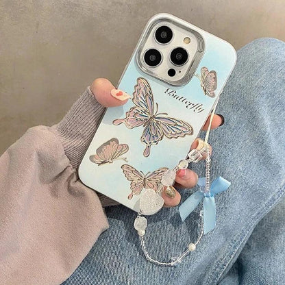 TSP61 Cute Phone Case for iPhone 15 Pro Max, 14, 13, 11, and 12 - Gradient Butterfly Design - Touchy Style