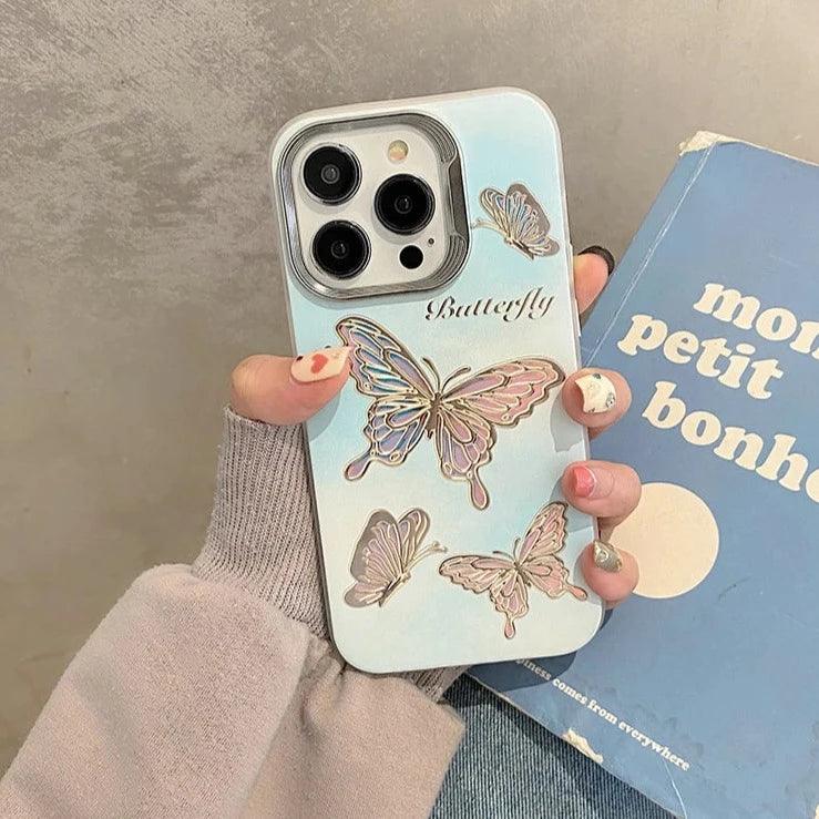 TSP61 Cute Phone Case for iPhone 15 Pro Max, 14, 13, 11, and 12 - Gradient Butterfly Design - Touchy Style