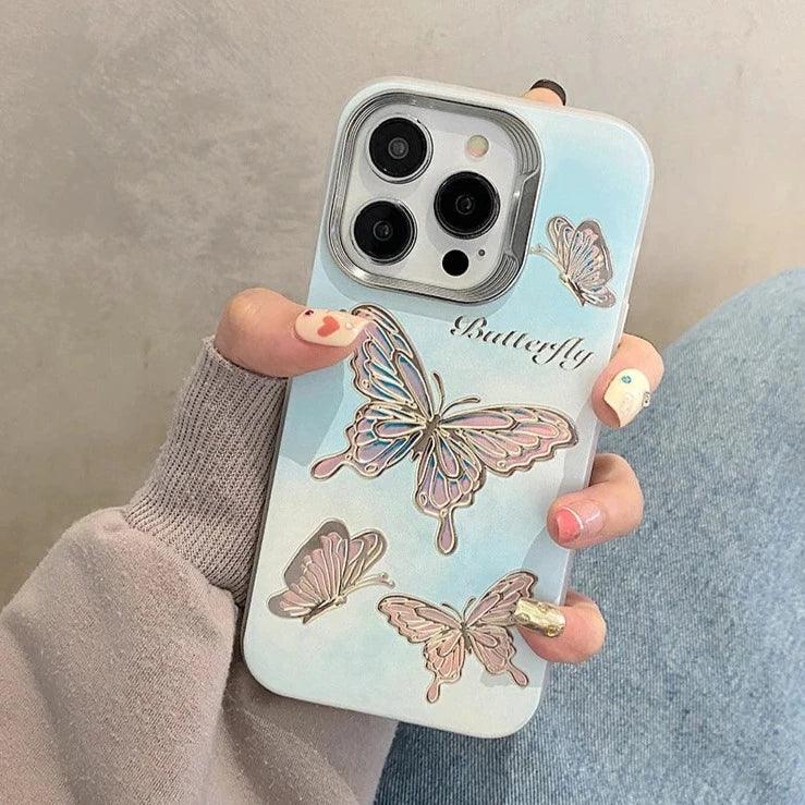 TSP61 Cute Phone Case for iPhone 15 Pro Max, 14, 13, 11, and 12 - Gradient Butterfly Design - Touchy Style