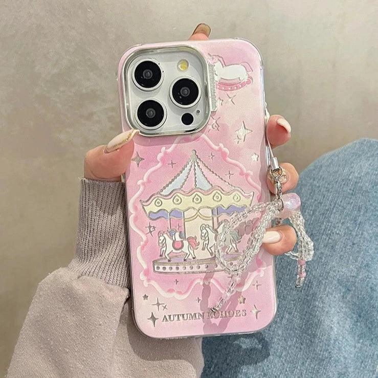 TSP62 Cute Phone Case For iPhone 11, 12, 14, or 15 Pro Max - Cartoon Carousel Pattern - Touchy Style