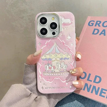 TSP62 Cute Phone Case For iPhone 11, 12, 14, or 15 Pro Max - Cartoon Carousel Pattern - Touchy Style